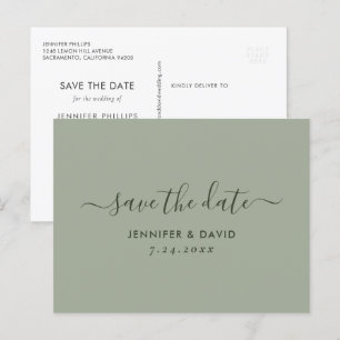 Carte Postale Faire-part Elégant Sage Green Wedding Enregistrer La Date
