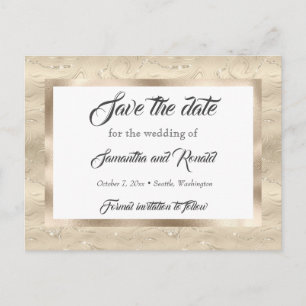Carte Postale Faire-part Elégant Sandy Gold Faux Foil Wedding Enregistrer l