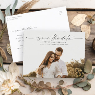 Carte Postale Faire-part Élégant scénario photo mariage à retenir la date