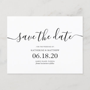 Carte Postale Faire-part Élégant script moderne mariage Enregistrer la date