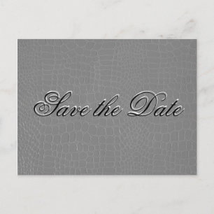 Carte Postale Faire-part Élégant serpent en argent peau enregistrer la date