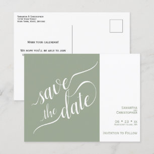 Carte Postale Faire-part Élégante Calligraphie Épargne Mariage Save the Dat