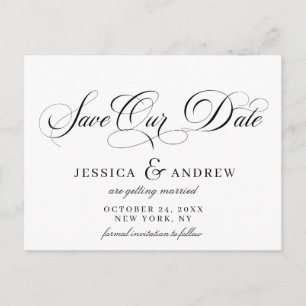 Carte Postale Faire-part Élégante calligraphie mariage Enregistrer la date