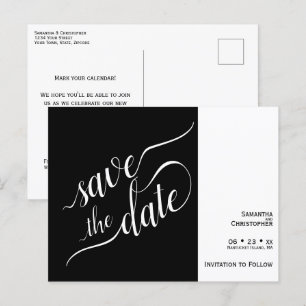 Carte Postale Faire-part Élégante calligraphie Noir Mariage Enregistrer la 