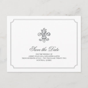 Carte Postale Faire-part Élégante fleur de Lis Économisez la date 2