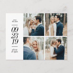 Carte Postale Faire-part Élégante photo de mariage, sauvez la date