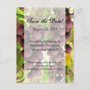Carte Postale Faire-part Élégante vigne Vierge de raisins vert/pourpre Enre