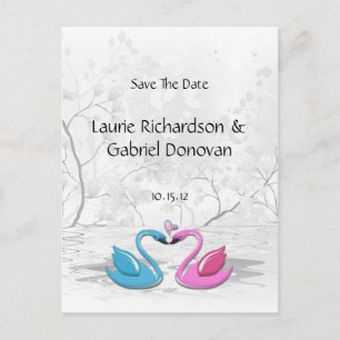 Carte Postale Faire-part Embrasser Les Cygnes D'Amour Sauver La Date