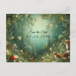 Carte Postale Faire-part Emerald Green Mariage forestier enchanté