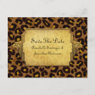 Carte Postale Faire-part Empreinte de léopard Gold Leopard Heads Enregistre