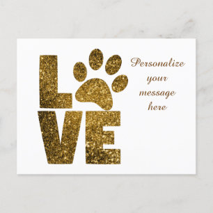 Carte Postale Faire-part Empreinte de patte d'amour, message personnalisé, 