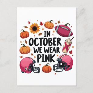 Carte Postale Faire-part En octobre, nous portons le Football Rose du Cance