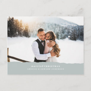 Carte Postale Faire-part en papier déchiré de Noël marié