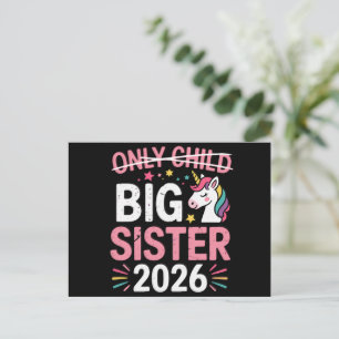 Carte Postale Faire-part Enfant unique barré Grande sœur 2026 Grossesse 