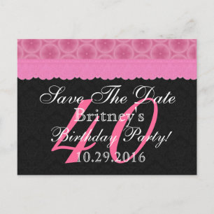 Carte Postale Faire-part Enregistrer la date 40e anniversaire dentelle rose