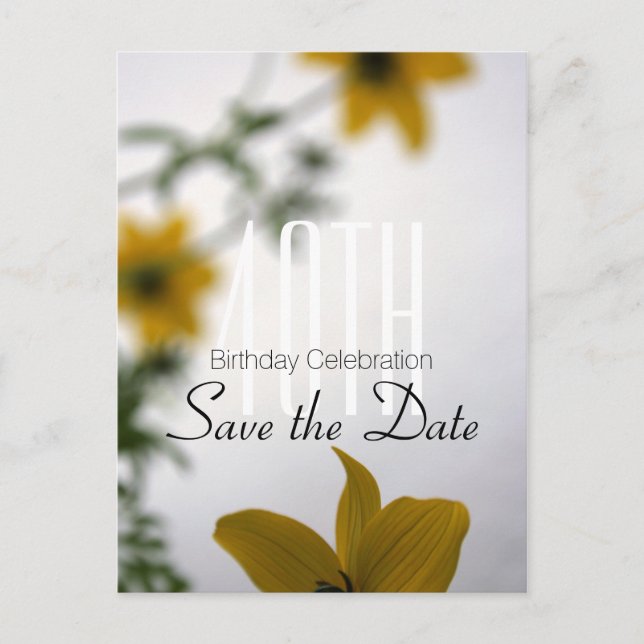 Carte Postale Faire-part Enregistrer la date 40e anniversaire Fleurs de pri (Devant)