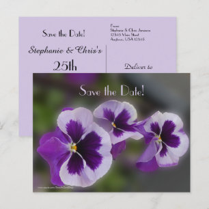Carte Postale Faire-part Enregistrer la date 80e fête d'anniversaire Purple