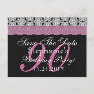 Carte Postale Faire-part Enregistrer la date 90e anniversaire Black White R