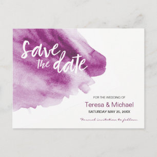 Carte Postale Faire-part Enregistrer la date, Aquarelle personnalisée, Plum
