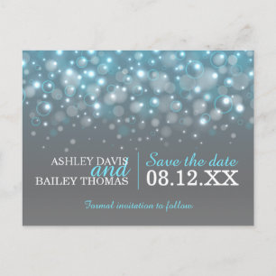 Carte Postale Faire-part Enregistrer la date bulles de champagne mariage ca