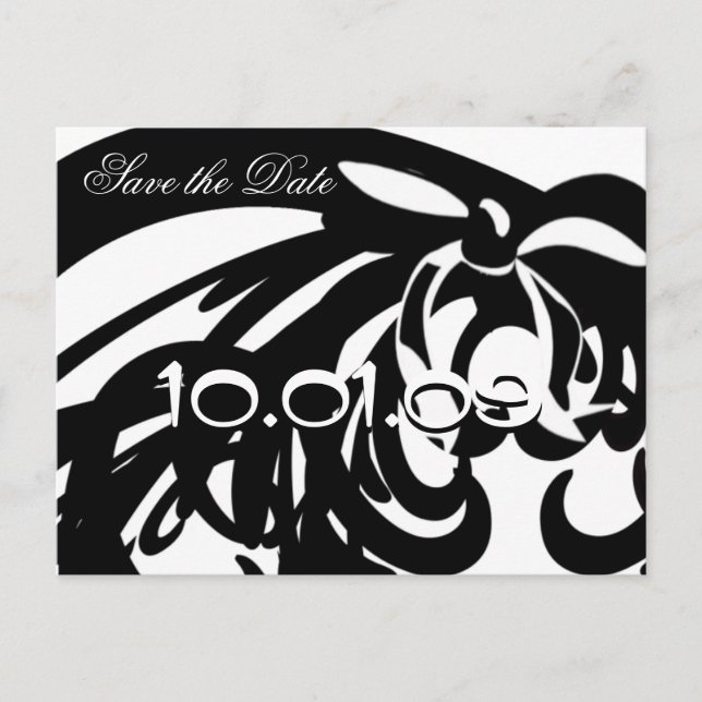 Carte Postale Faire-part Enregistrer la date Élégance noir et blanc (Devant)