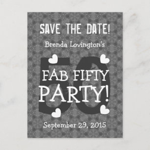 Carte Postale Faire-part Enregistrer la date FAB 50 Anniversaire V50B SILVE