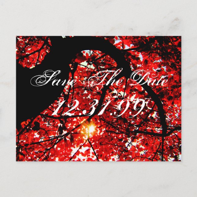 Carte Postale Faire-part Enregistrer La Date - Feuilles Automatiques (Devant)