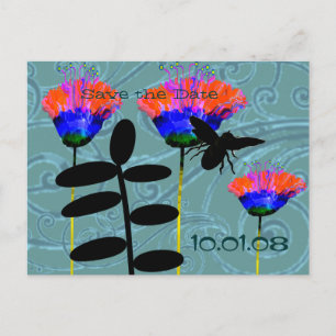 Carte Postale Faire-part Enregistrer La Date Fleurs Sauvages