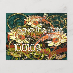 Carte Postale Faire-part Enregistrer la date - Floral Distressed -