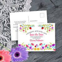 Enregistrer la date Floral Mexicain Fiesta Blanc