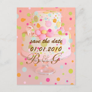 Carte Postale Faire-part Enregistrer la date, gâteau mariage