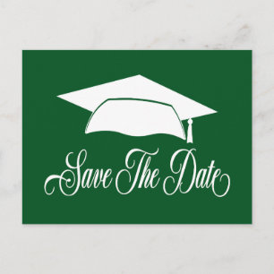 Carte Postale Faire-part Enregistrer La Date Graduation - Green White Schoo