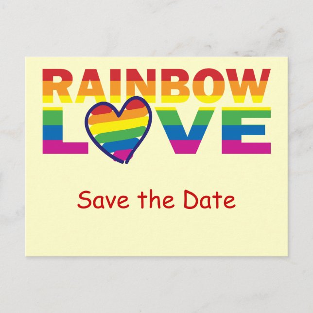 Carte Postale Faire-part Enregistrer la date/Mariage/Gay pride Rainbow (Devant)