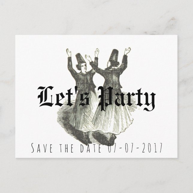 Carte Postale Faire-part Enregistrer la date, Offbeat mariage, fêtons-nous (Devant)