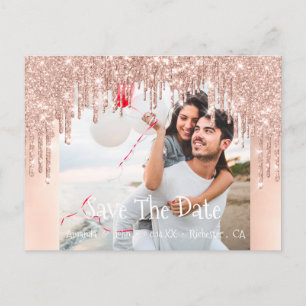 Carte Postale Faire-part Enregistrer la date Parties scintillant photo Fian