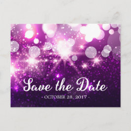 Carte Postale Faire-part Enregistrer la date - Parties scintillant violet t