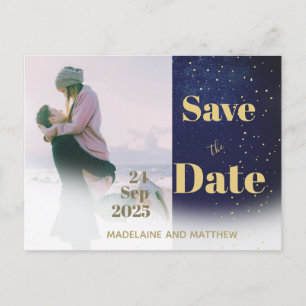 Carte Postale Faire-part Enregistrer La Date Photo Mariage Soirée Moderne