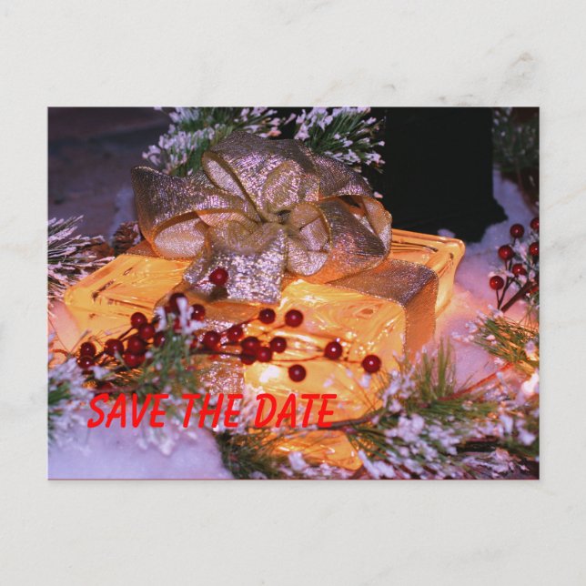 Carte Postale Faire-part Enregistrer la date présente Bow Wreath Holiday ca (Devant)