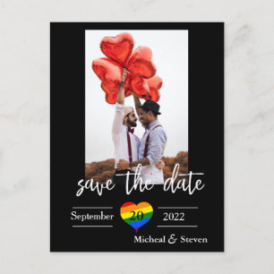 Carte Postale Faire-part Enregistrer la date Rainbow Heart Photo