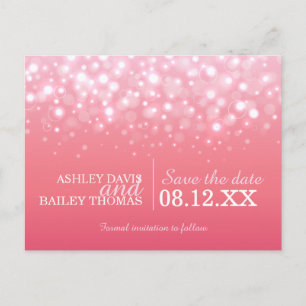 Carte Postale Faire-part Enregistrer la date rose bulles de champagne maria