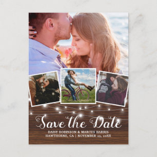 Carte Postale Faire-part Enregistrer la date Rustic Wood 4 Photo
