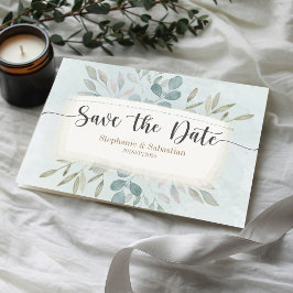 Carte Postale Faire-part Enregistrer la date Rustique Aquarelle Dusty Blue