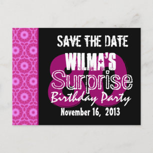 Carte Postale Faire-part Enregistrer la date Surprise 80e Parti rose W1751