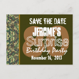 Carte Postale Faire-part Enregistrer la date Surprise 80e partie CAMO V02