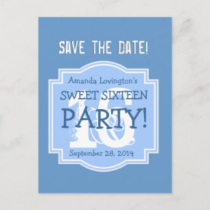 Carte Postale Faire-part Enregistrer la date Sweet 16 Anniversaire fête V00
