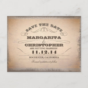 Carte Postale Faire-part enregistrer la date typographie vintage anciennes