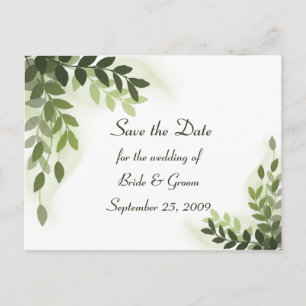 Carte Postale Faire-part Enregistrer la date - Varigated Green Feuilles car