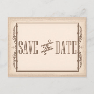 Carte Postale Faire-part Enregistrer la date Vintage
