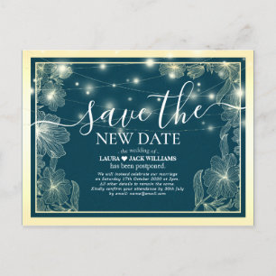Carte Postale Faire-part Enregistrer la nouvelle date Mariage Postponement 