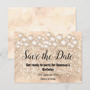 Carte Postale Faire-part Enregistrer la Parties scintillant Date Gold Ballo